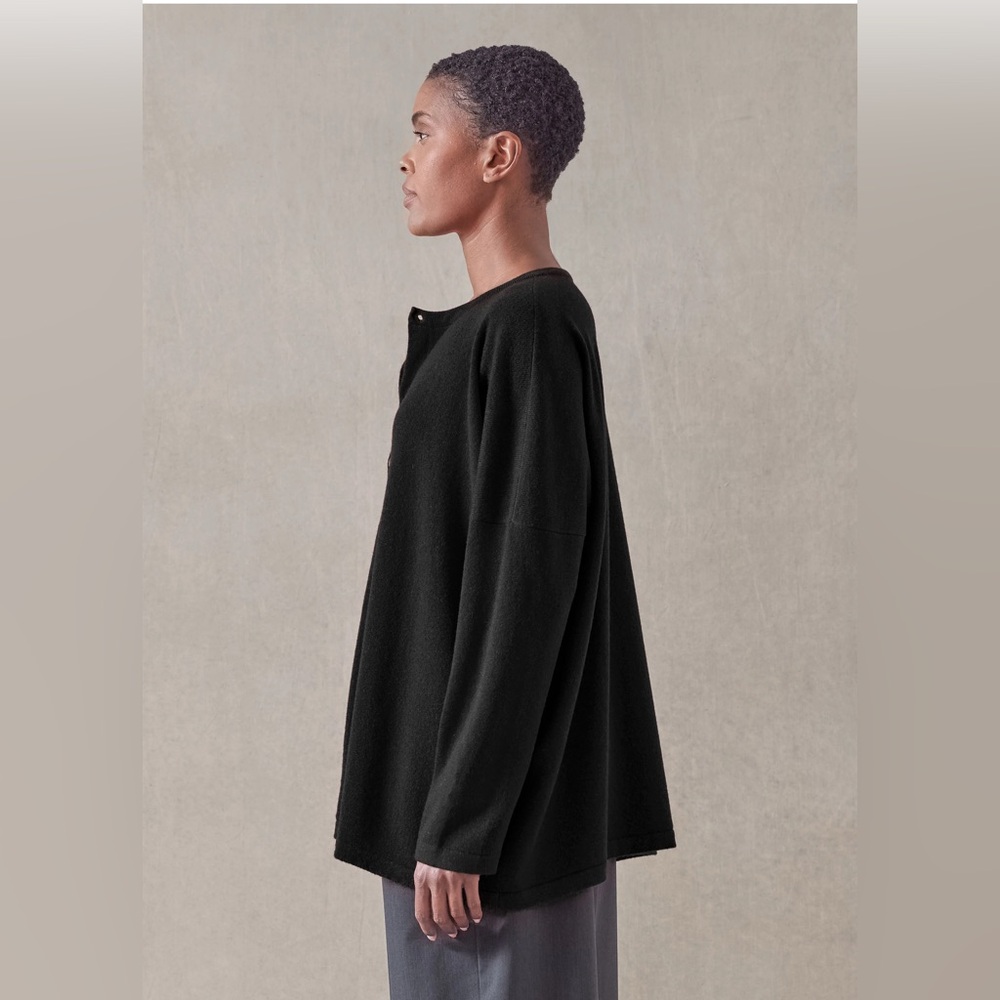 eskandar - cashmere slim sleeve cardigan - mid plus